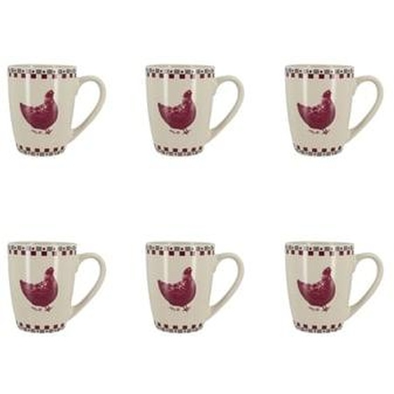 Lot 6 mugs gallina 38cl en gres gris et rouge