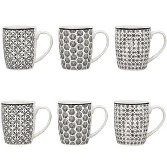 Lot 6 mugs graphik 32cl en porcelaine new bone