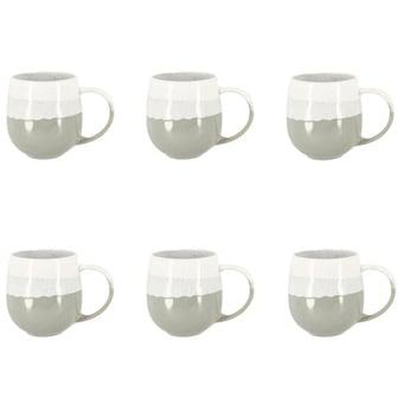 Lot 6 mugs riga vert amande 44cl en gres