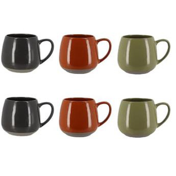Lot 6 mugs terra 40cl en gres 3 couleurs assorties