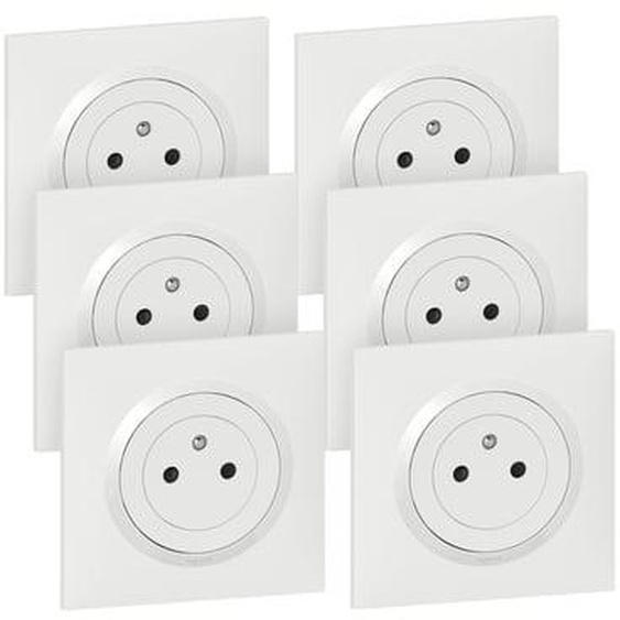 Lot 6 prises Dooxie Surfaces  2 pôles + terre 16A blanc