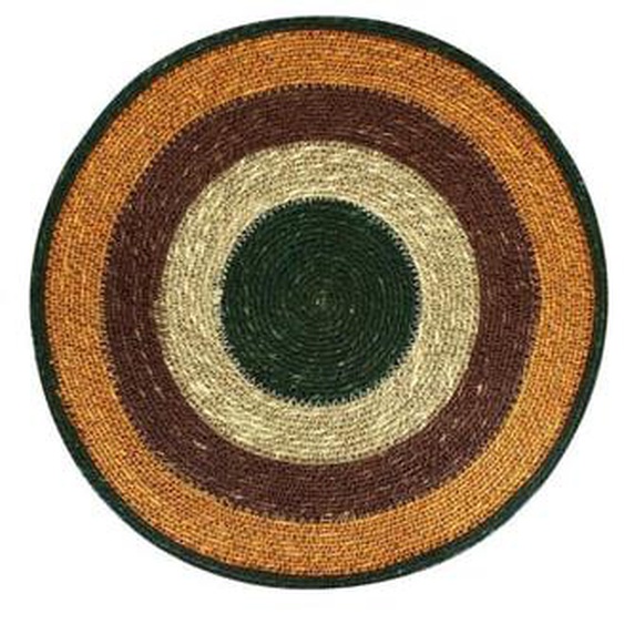 Lot 6 sets de table luna rond 38cm en jonc de mer naturel et terracotta