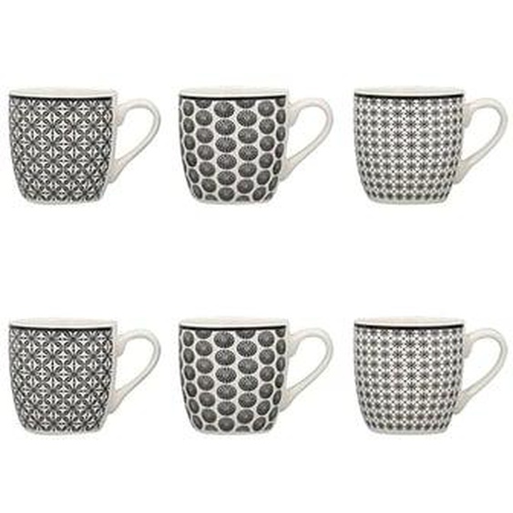 Lot 6 tasse cafe graphik 18cl en porcelaine 3 decors assortis