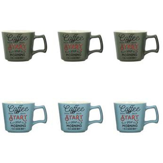 Lot 6 tasses coffee start 27cl en gres forme semi-carree