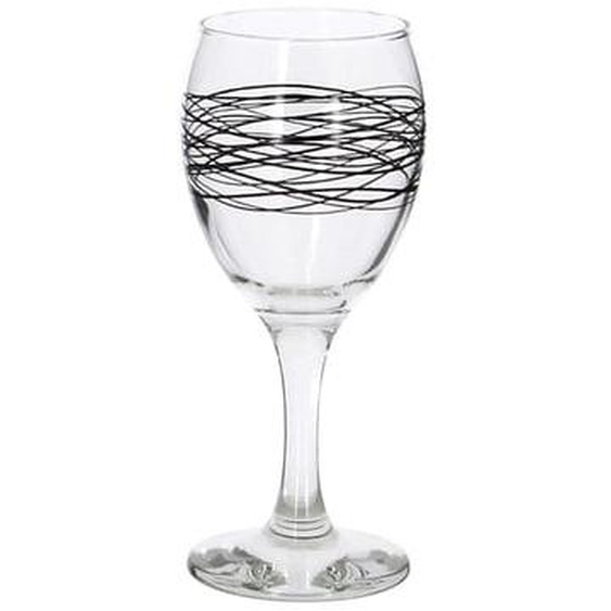 Lot 6 verres a pied serpentin 20.5cl en verre avec ligne noire
