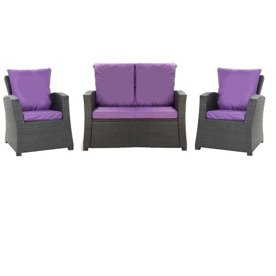 Lot coussins pour salon de jardin résine tressée 4 personnes coussins pour canapé 110x60x7cm coussins fauteuil jardin Violet
