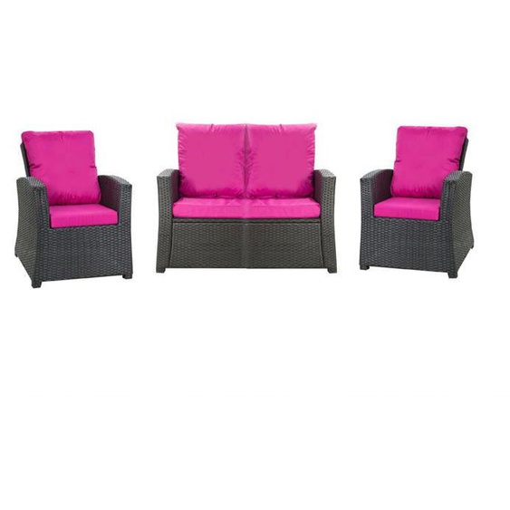 Lot coussins pour salon de jardin résine tressée 4 personnes coussins pour canapé 112x60x7cm coussins pour chaise de jardin Rose