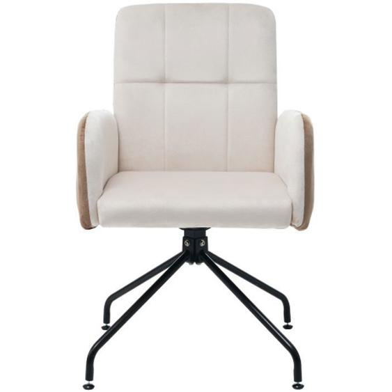 Lot de 1 chaise de salle à manger en velours. chaise de bureau avec structure carrée. beige