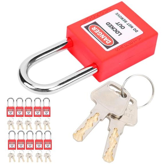 Lot de 10 cadenas en nylon, de couleur rouge, conformes aux normes OSHA