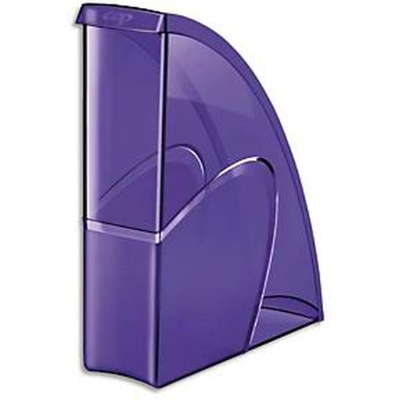 Lot de 10 - CEP Porte-revues HAPPY en polystyrène translucide - Dimensions H31 x P27 cm, dos 8,5cm. Coloris Violet