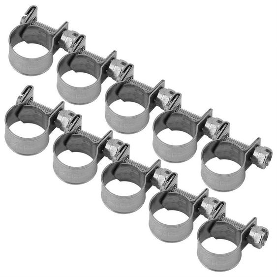 Lot de 10 colliers de serrage, en acier inoxydable, de 6 à 20 mm, réglables