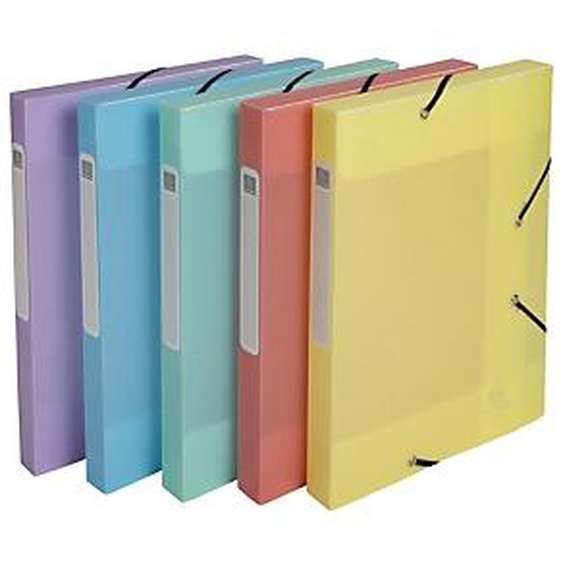 Lot de 10 - EXACOMPTA Boite de classement Cartobox livrée à plat Dos 25mm Polypropylène Chromaline pastel - A4 - Couleurs assorties