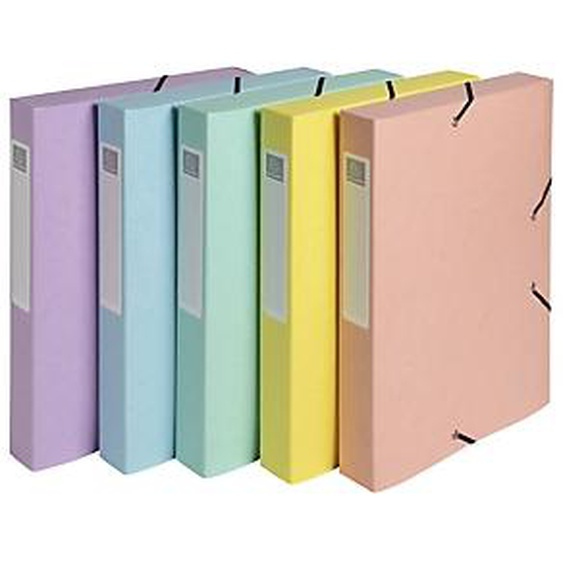 Lot de 10 - EXACOMPTA Boite de classement Cartobox livrée à plat Dos 40mm carte lustrée Aquarel - A4 - Couleurs assorties