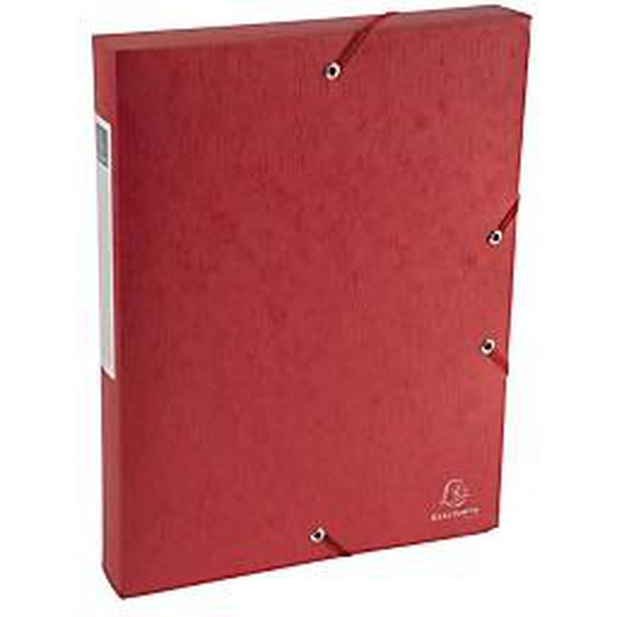 Lot de 10 - EXACOMPTA Boite de classement Exabox Dos 40mm Carte lustrée Scotten - A4 - Rouge