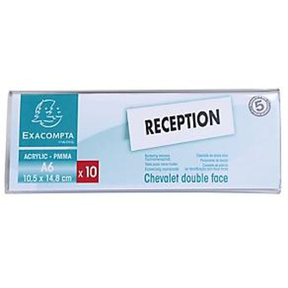Lot de 10 - EXACOMPTA Lot de 10 chevalets double face horizontal A6 - Cristal