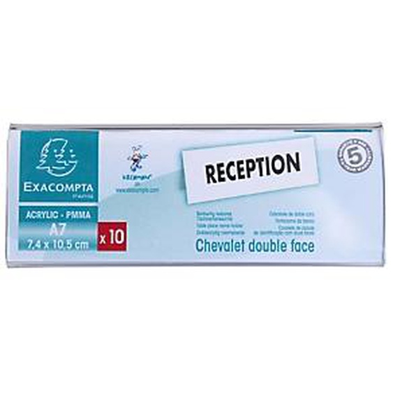 Lot de 10 - EXACOMPTA Lot de 10 chevalets double face horizontal A7 - Cristal