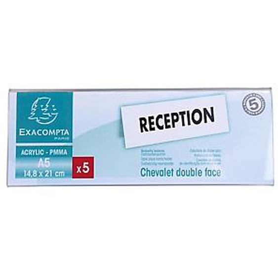 Lot de 10 - EXACOMPTA Lot de 5 chevalets double face horizontal A5 - Cristal
