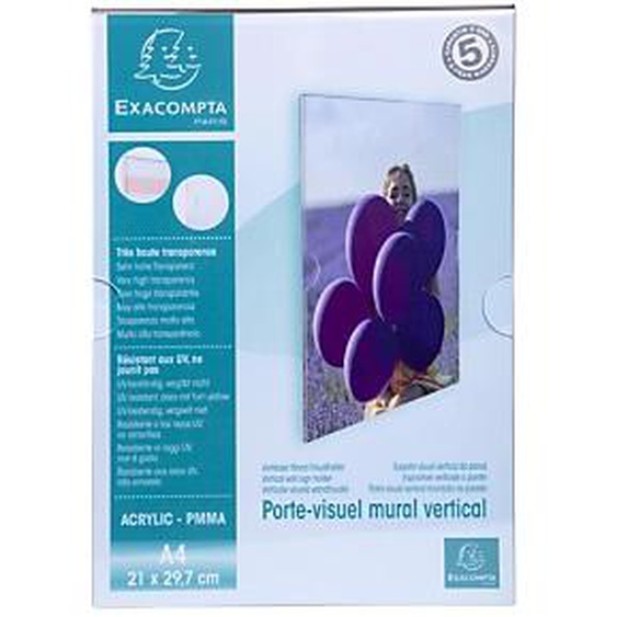 Lot de 10 - EXACOMPTA Porte-visuel mural vertical A4 - Cristal