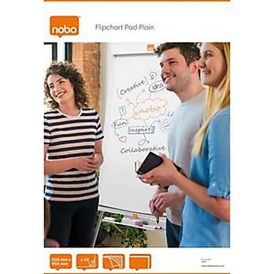 Lot de 10 - NOBO Recharge bloc papier pour chevalet, 20 feuilles, blanches unies