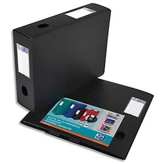 Lot de 10 - OXFORD Boîte classement non montée Memphis PP 7/10e. Dos 8 cm. Coloris Noir
