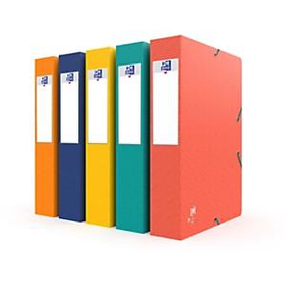Lot de 10 - Oxford Boîte de classement A4 Recyc+ couverture carte - Dos 6 cm - Assortis