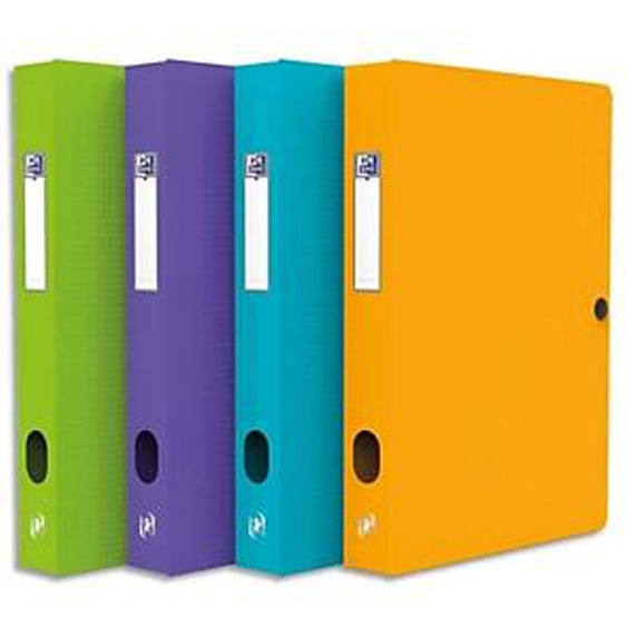 Lot de 10 - OXFORD Boîte de classement Memphis 24x32cm, en polypropylène 7/10e. Dos 6cm. Assortis style