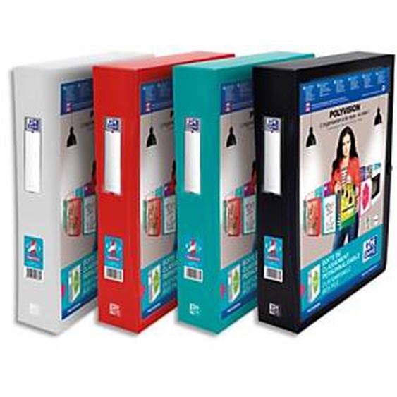 Lot de 10 - OXFORD Boîte de classement personnalisable Polyvision 24x32cm, polypro 7/10e. Dos 6cm. Assortis opaque
