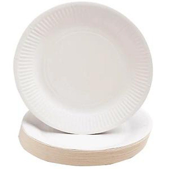 Lot de 10 - PRONAPPE 50 Assiettes en carton rondes, 23 cm - Blanc