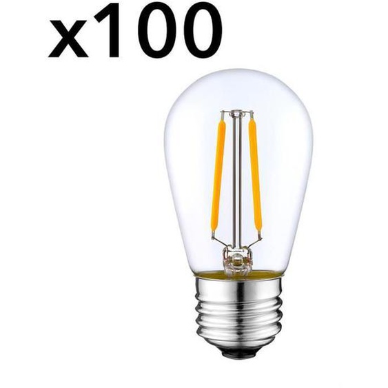 Lot de 100 ampoules filaments LED - IN THE LOOP - Xena E27 S45 2W - Blanc chaud - Verre transparent - Intérieur