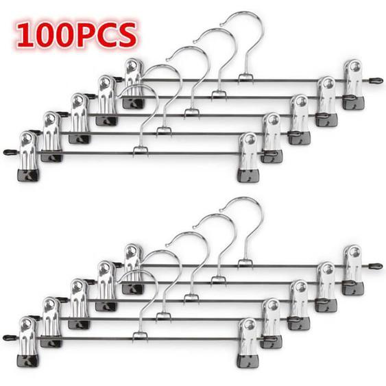 Lot de 100 Cintres à Pinces Inoxydable Réglable Métal Vêtements - Zuorior