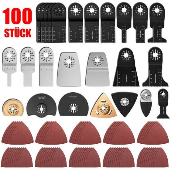 Lot de 100 lames de scie oscillantes Kit daccessoires pour outils multifonctions Fein Multimaster Dremel, Makita, Einhell, bimétal en, acier à haute