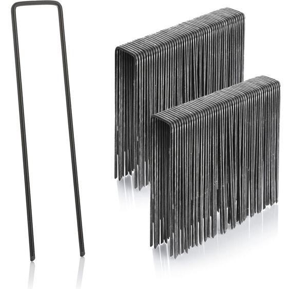 Swyeoot - Lot de 100 Piquets de Fixation - 15 cm x 2.5 cm - ø 2.9 mm - Acier Galvanisé-Sardine Piquet Terre Tente Jardin