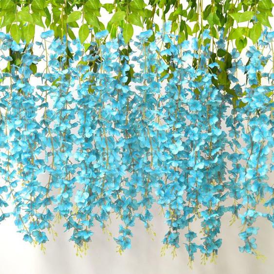 Lot de 12 guirlandes de glycine artificielles à suspendre, fleurs artificielles pour fête, faux jardin