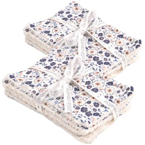 Lot De 12 Lingettes Lavables Coton Bio Fleurs Bleues