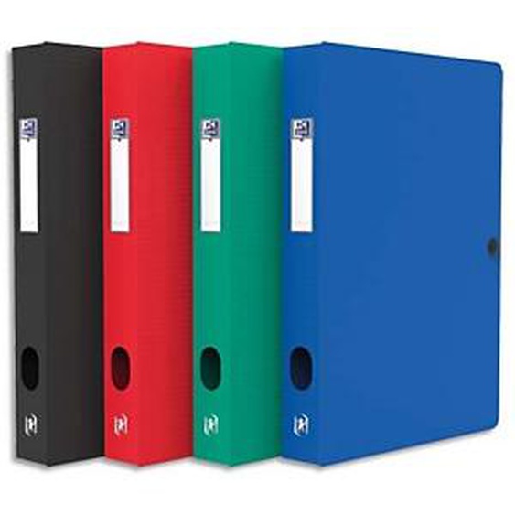 Lot de 12 - OXFORD Boîte de classement Memphis 24x32cm, en polypropylène 7/10e. Dos 4cm. Assortis tradition