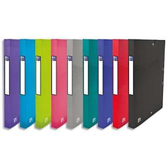 Lot de 12 - OXFORD Boîte de classement OSMOSE 24 x 32 cm PP 7/10e dos 2,5 cm. Coloris assortis opaque et translucide