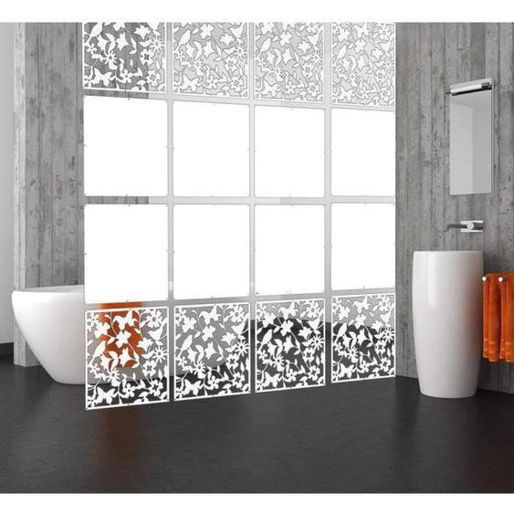Lot de 12 panneaux décoratifs séparateurs de pièce en PVC à suspendre Blanc+Blanc plein,Séparateur de Pièces pour Mur, Paravent