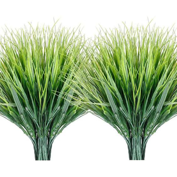 Lot de 16 graminées artificielles pour extérieur, résistantes aux UV, pour intérieur, fausses herbes légères, sans décoloration,