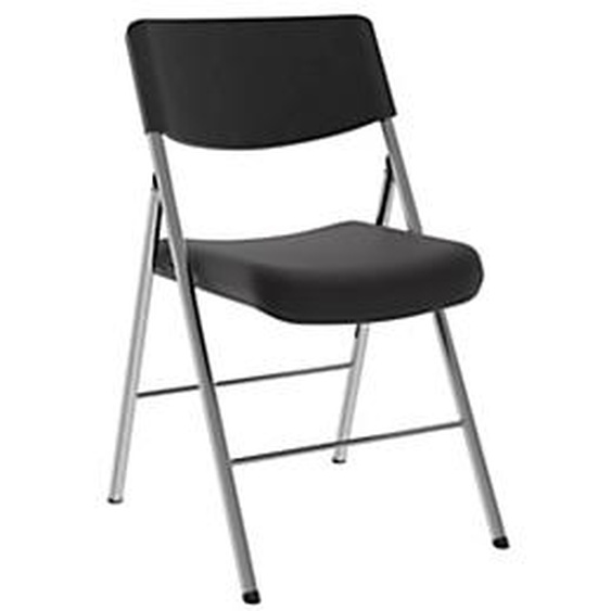 Lot de 2 - Alba Chaise pliante confort Diva- Dossier maille résille, assise tissu Noir - Pieds chromés