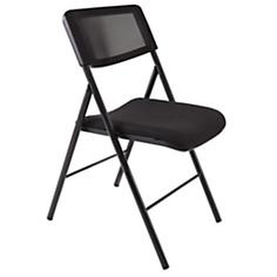 Lot de 2 - Alba Chaise pliante confort Diva- Dossier maille résille, assise tissu Noir - Pieds noirs