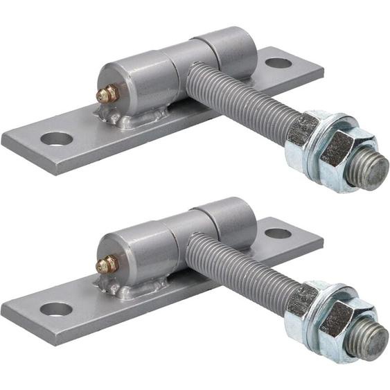 Lot de 2 anches de portail avec tôle à visser et tétons de lubrification réglables - Diamètre : 16 mm - Construction robuste - Kotarbau