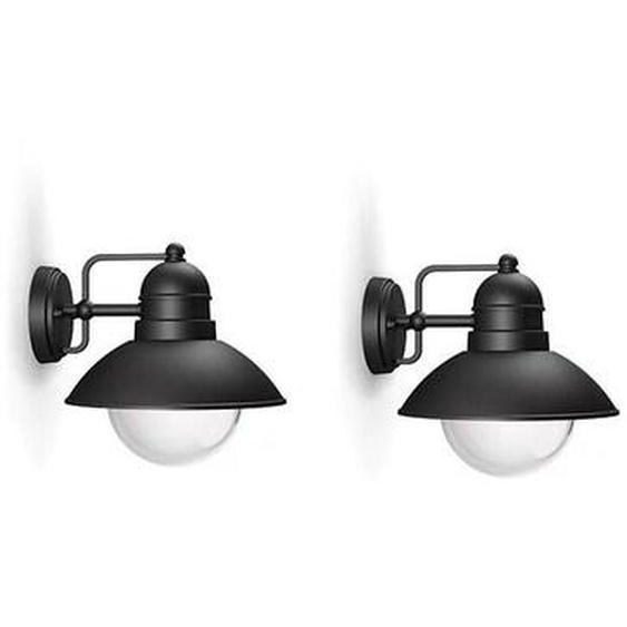 Philips Hue - Lot de 2 Appliques Murales Extérieures Philips myGarden Hoverfly Noires – Compatible Ampoules E27 jusquà 60W