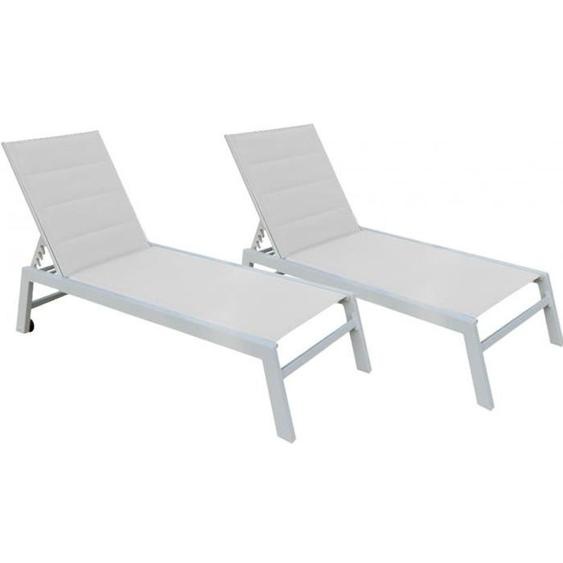 Lot de 2 bains de soleil en aluminium blanc