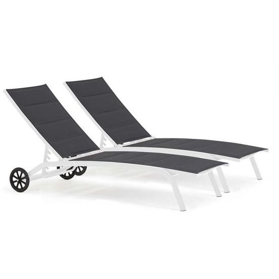 Lot de 2 bains de soleil en aluminium blanc - Oviala