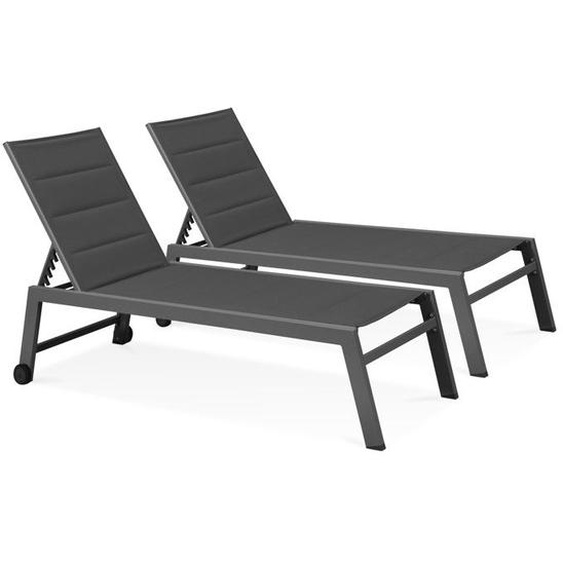 Lot de 2 bains de soleil en aluminium gris