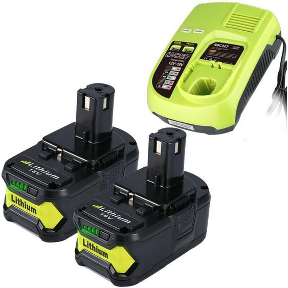 Pdstation - Lot de 2 batteries lithium-ion 8.0 Ah P108 compatibles avec Ryobi 18 V(One+)