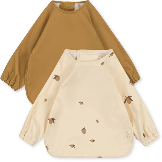 Lot De 2 Bavoirs À Manches Longues Ecru, Jaune, Vert