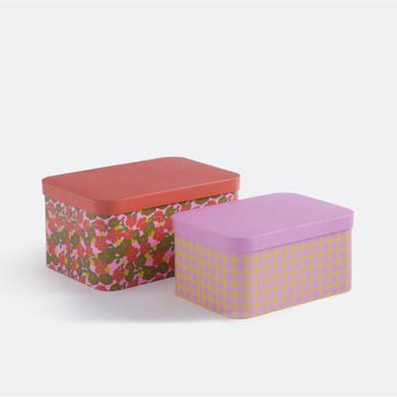 Lot de 2 boîtes gigognes à couvercle, Lena