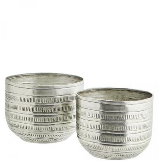Lot de 2 cache-pots en aluminium martelé