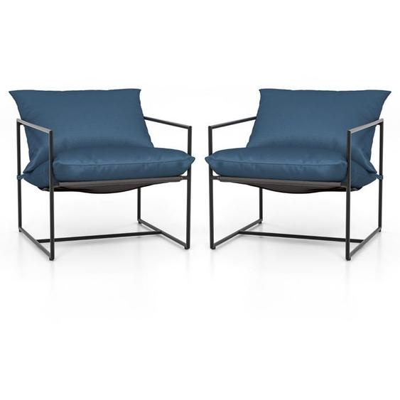 Lot de 2 chaise de jardin en textilène patins antidérapants 4 coussins cadre en métal